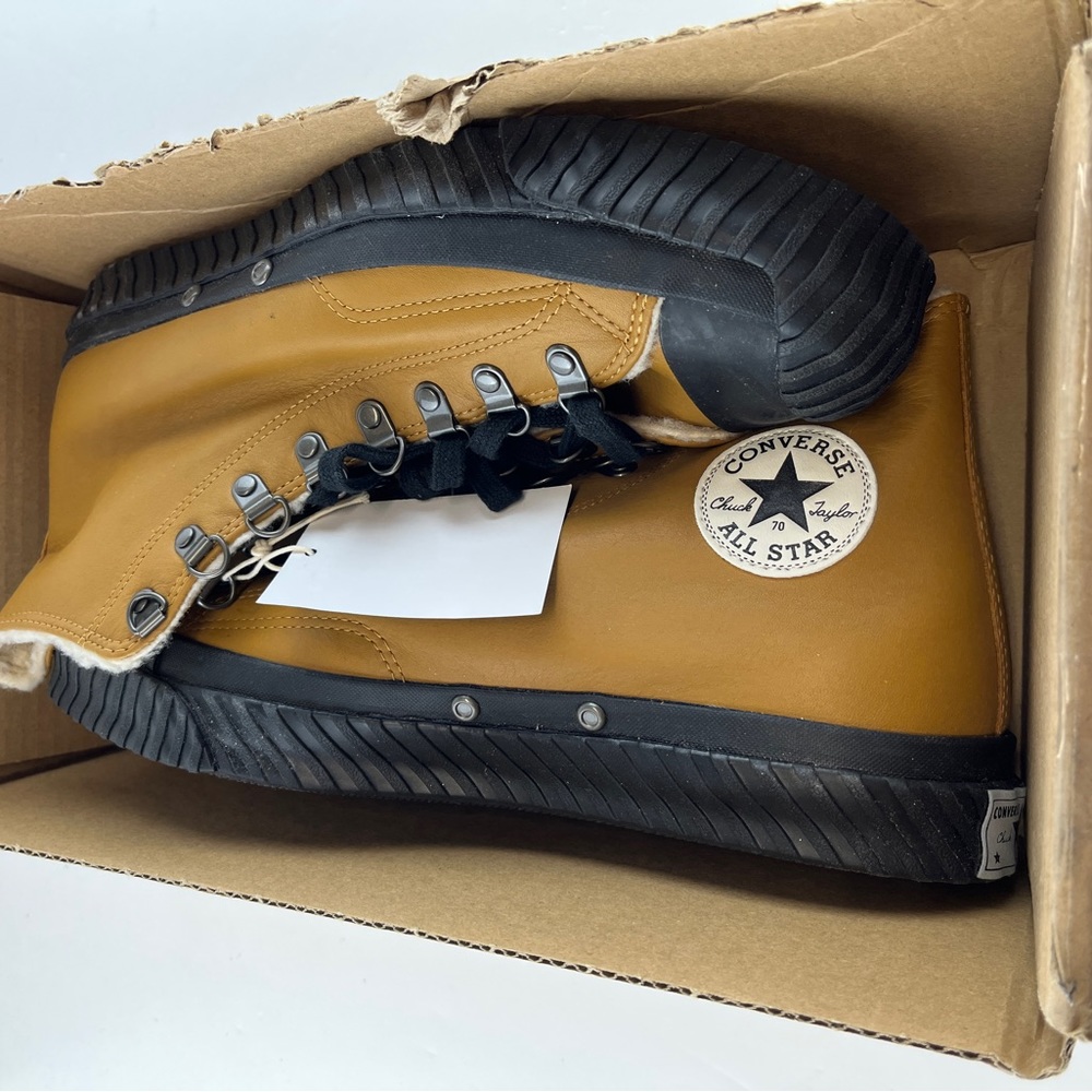Converse Chuck 70 Bosey Hi Sneaker 168161C Wheat Leather Lined Mountain Custom - Picture 14 of 15